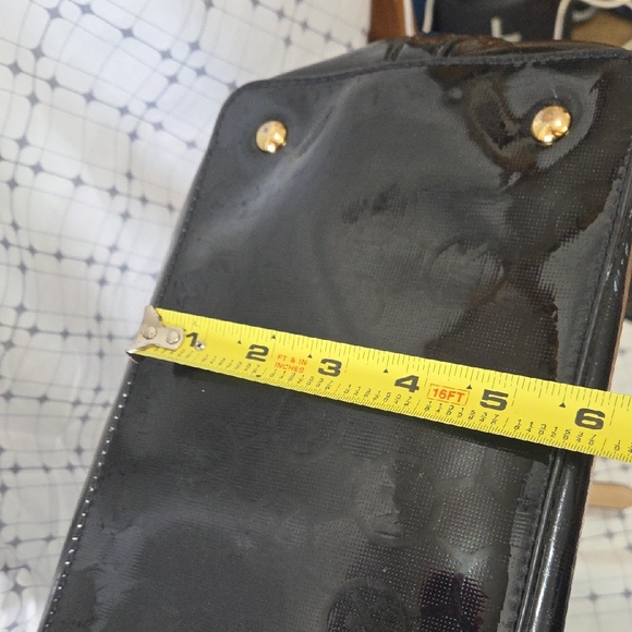 Michael Kors Black Patent Leather Tote with Gold Accents - Picture 15 of 16